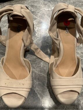 UGG Women's Cream Ankle-Tie Open-Toe Heels